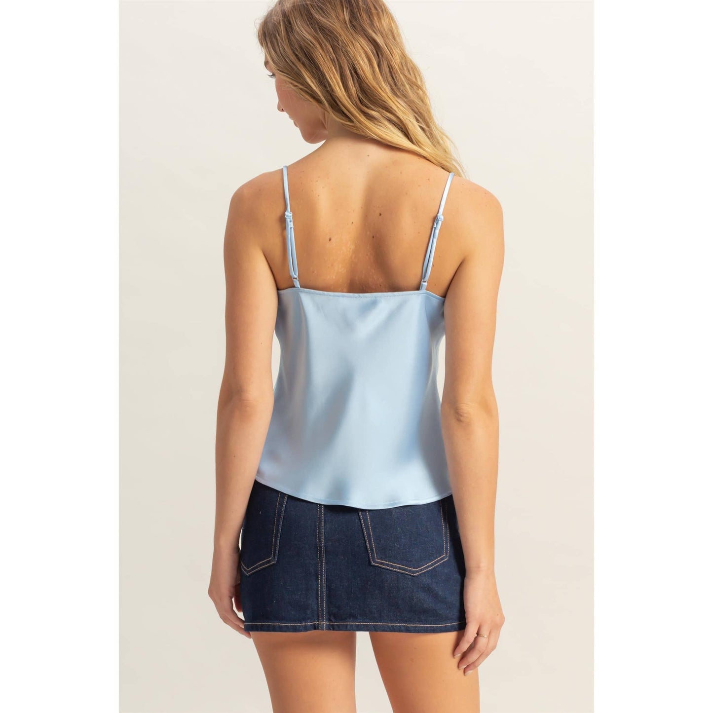 DZ25C247-Basic Satin Cami Cowl Neck Top