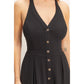 Halter Button-Front Jumpsuit