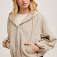 FAUX SUEDE HOODED CROP JACKET WITH ZIPPER