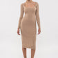 SCALLOP HEM RIB KNIT BODYCON DRESS