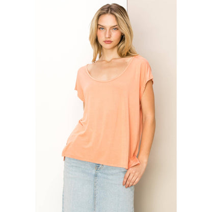Scoop Neck Short Sleeves Top