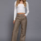 Washed Faux Leather Long Pants