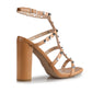 FN VITRO STUDS DRESSY SANDALS IN CAMEL