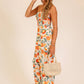 Citrus Print Strapless Wide Leg Jumpsuit