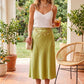 Satin midi flare skirt