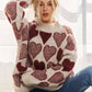 MOCK NECK HEART PRINT PULLOVER SWEATER