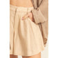 HF25A652-Linen Mid-Rise Flared Shorts