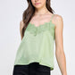 LACE DETAIL ADJUSTABLE SHOULDER STRAP WOVEN CAMI