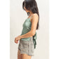 DZ25C126-Satin Back Tie Detail Sleeveless Top