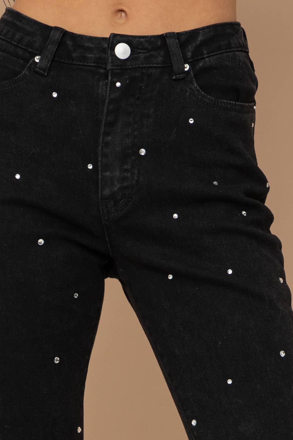 22418P - Studded Rhinestone Denim Jeans