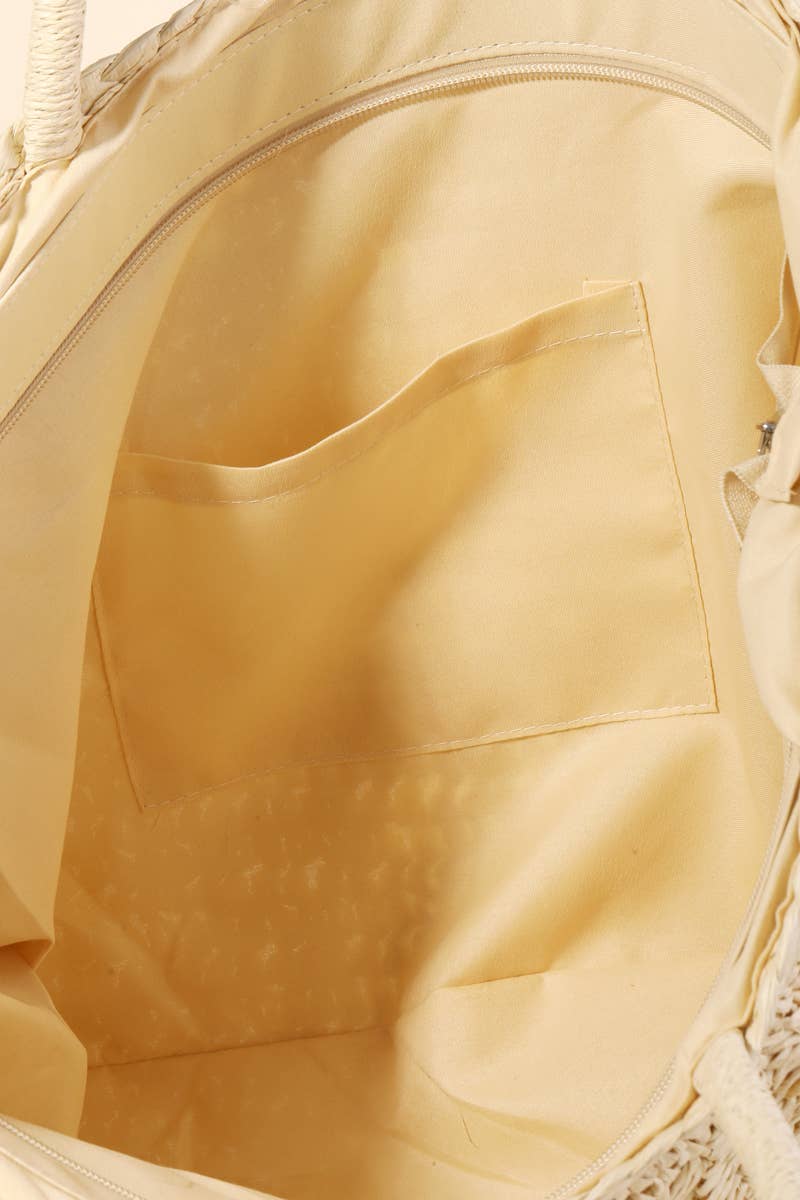 Straw Braided Rectangle Tote Bag