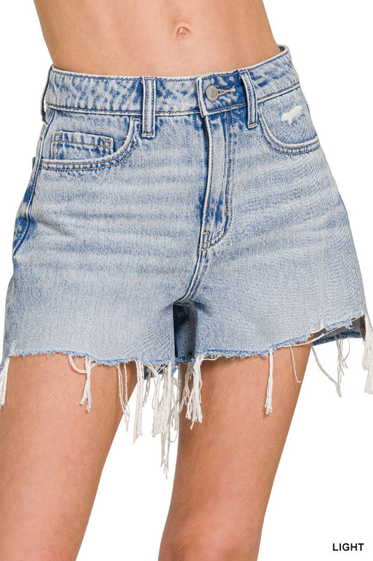 ...SI-27316 Distressed Hem Denim Shorts