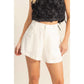 HF25A652-Linen Mid-Rise Flared Shorts