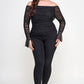 The Monica Plus Size Over the Shoulder Ruched Mesh Top