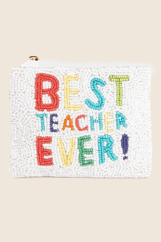 Best Teacher Ever Beaded Coin Purse