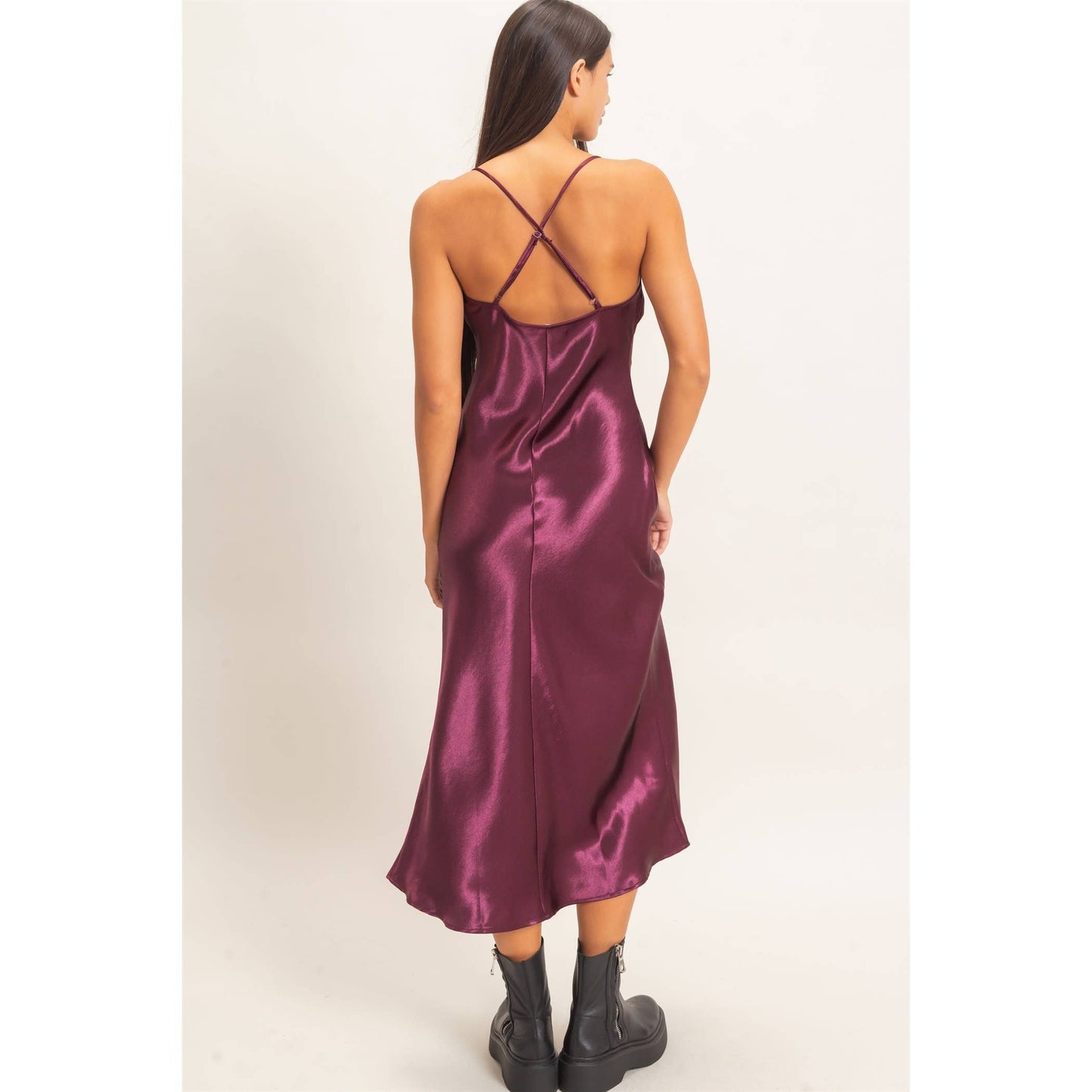 Cowl Neck Satin Slip Dress