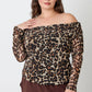Sasha Plus Size Leopard Print Off-the-Shoulder Blouse