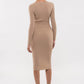 SCALLOP HEM RIB KNIT BODYCON DRESS