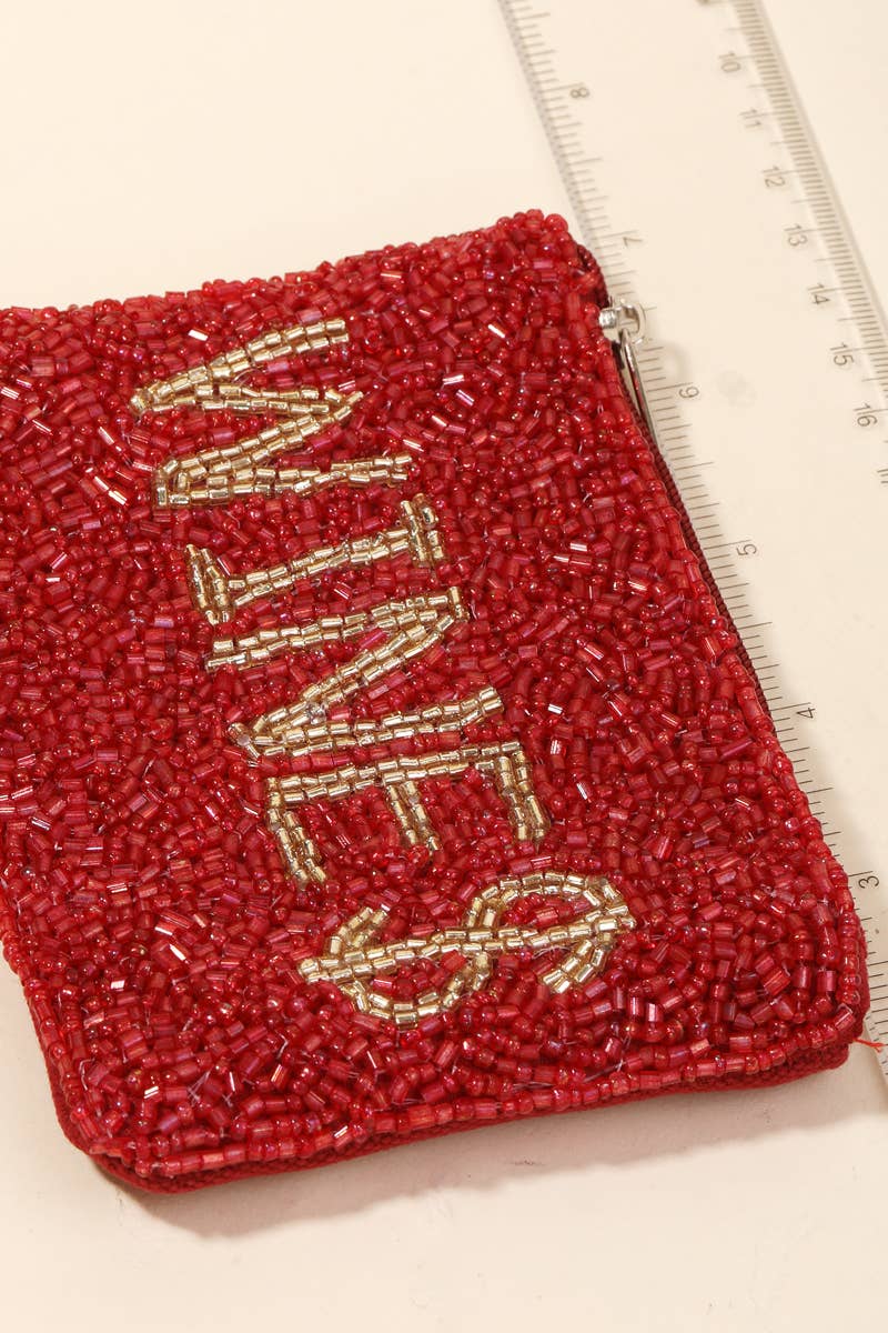 Wine $ Beaded Coin Purse