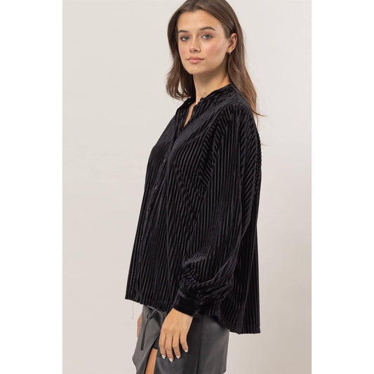 The Nicole Velvet Striped Blouse