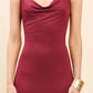 COWL NECK W LAYERED STRAP MAXI DRESS W SIDE SLIT