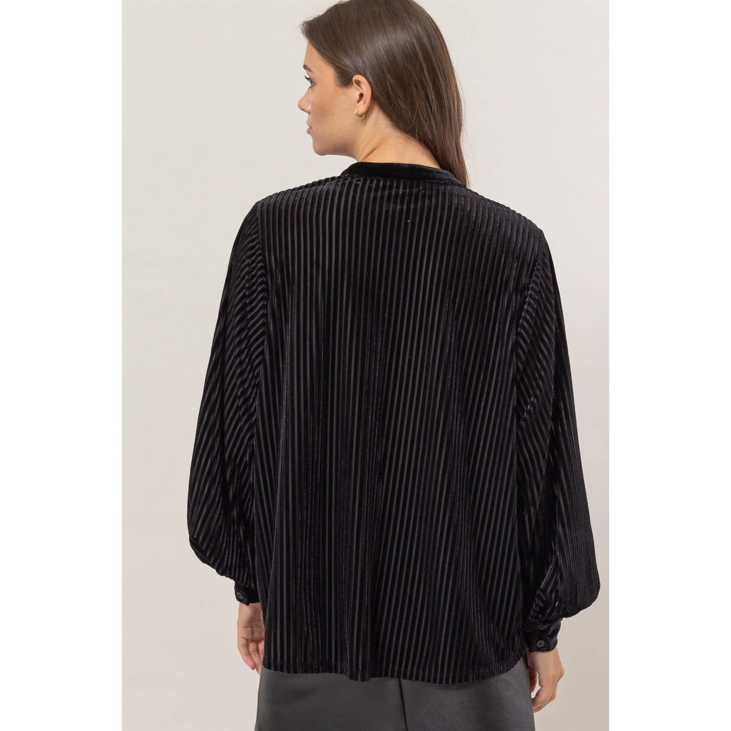 The Nicole Velvet Striped Blouse