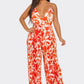 BCCJ71690  Suspender Print Pleated Jumpsuit