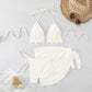 3PCS Solid Color Lace Backless Swimwear