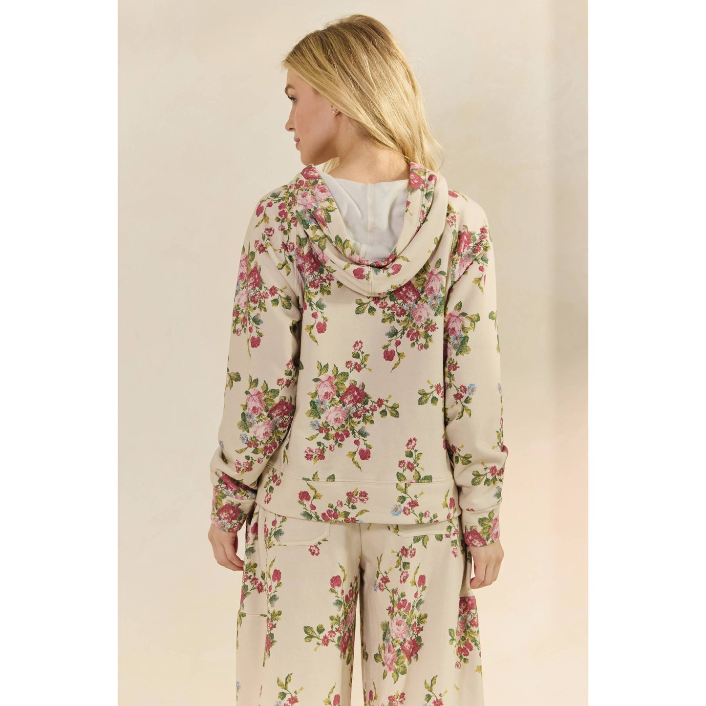 Floral Printed French Terry Hoodie