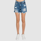 P400RH-MD SUPER HIGH RISE RIGID MOM SHORTS W/ FRAYED HEM