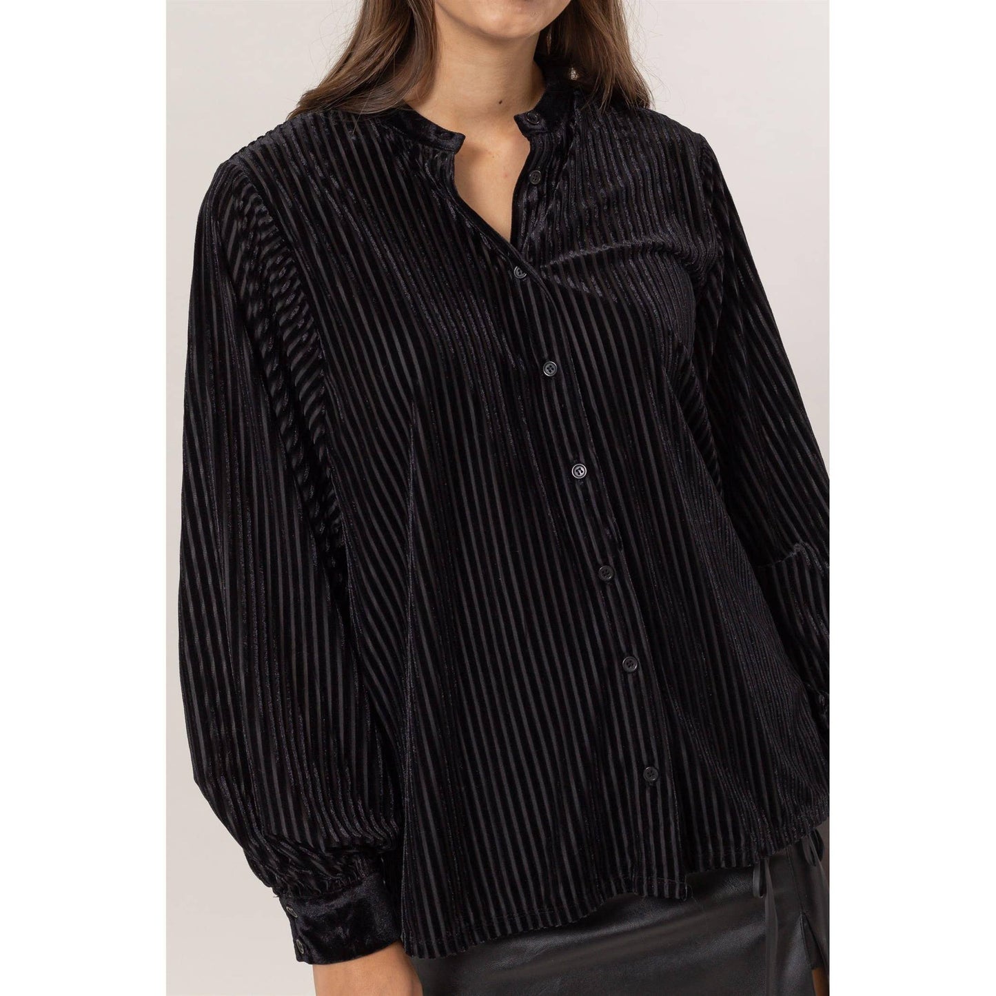 The Nicole Velvet Striped Blouse