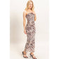 Strapless Printed Mesh Maxi Dress