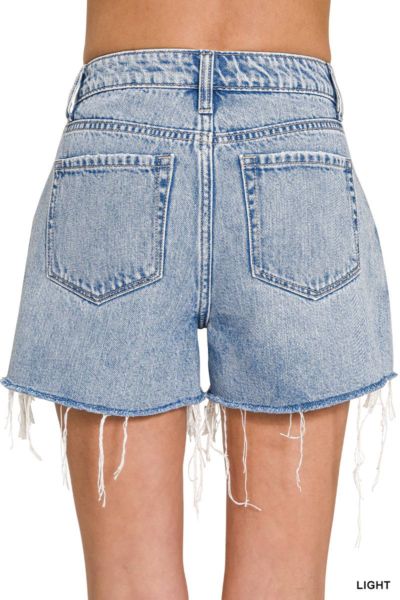 ...SI-27316 Distressed Hem Denim Shorts