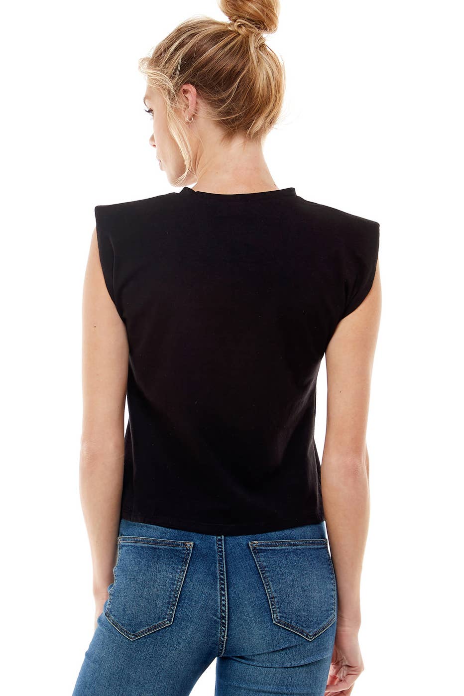 COTTON MUSCLE TEE WITH SHOULDER PADS