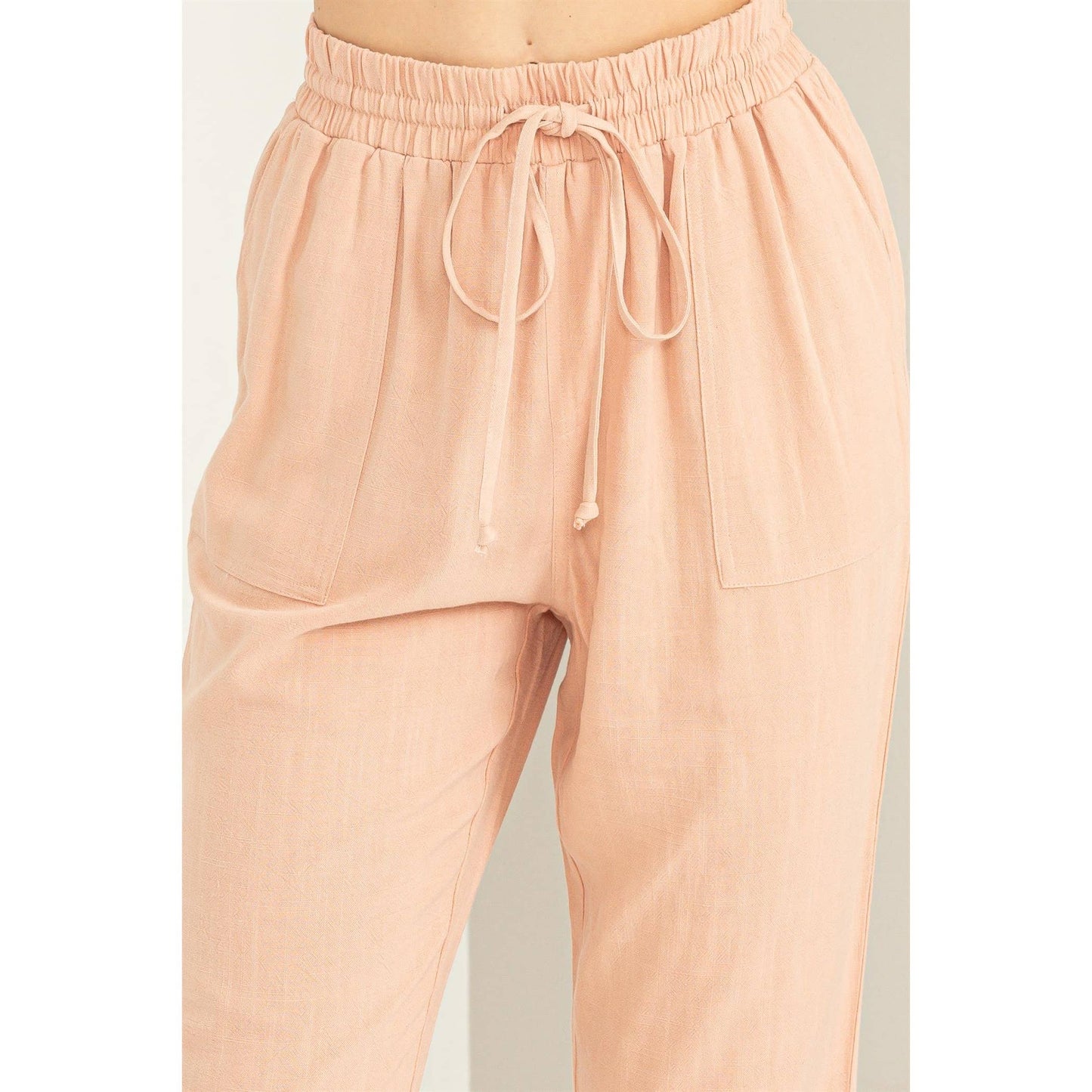 DZ23A546-Linen Drawstring Jogger Pants