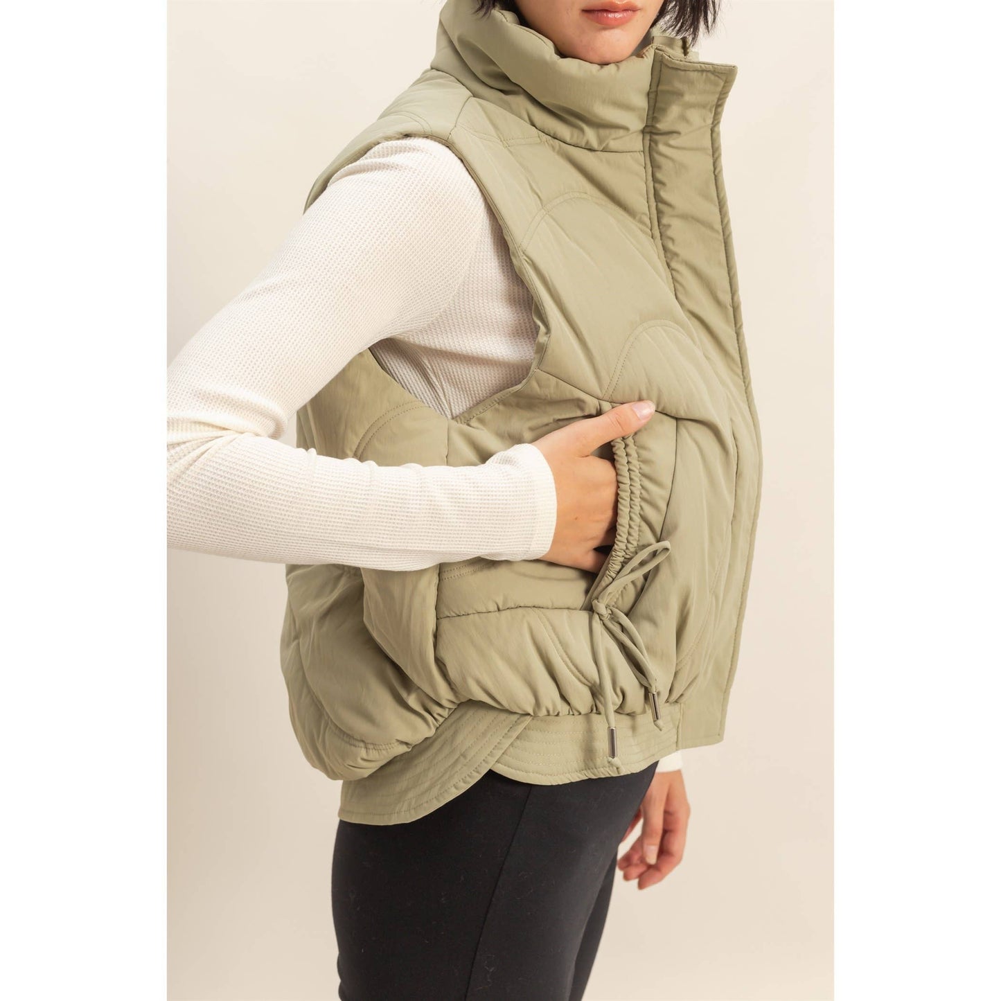 High Neck Quilting Puffer Vest