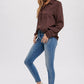 STUDDED EPAULETTE BUTTON UP SHIRT