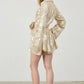 Gold Foil Bell Sleeve Tie Front Woven Top Set