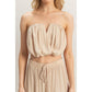 HF25E001-SET-Ruched Top And High Waist Pants Set
