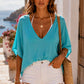 Flowy V-Neck Poncho Top