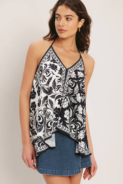 Contrast Scarf Top