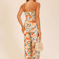 Citrus Print Strapless Wide Leg Jumpsuit