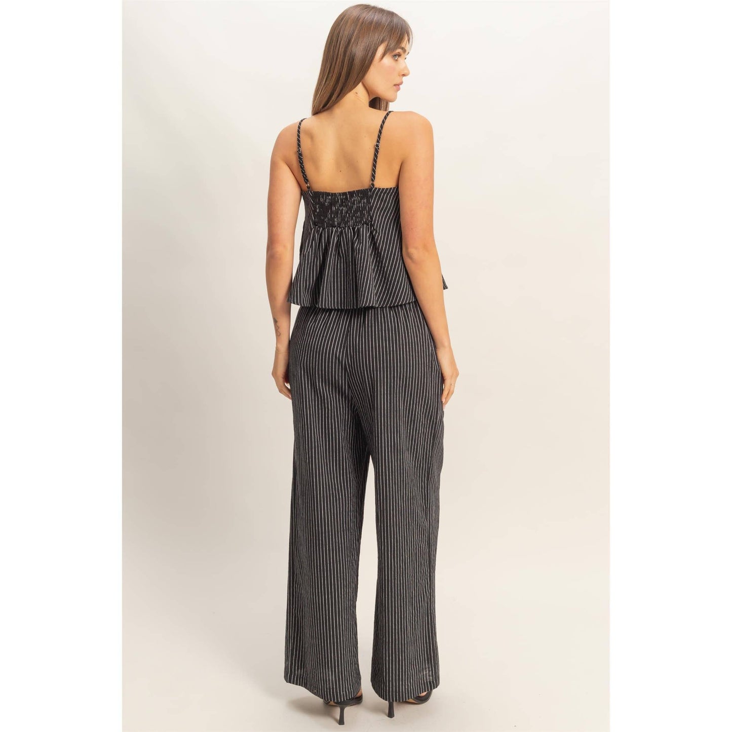 Spaghetti Strap Top And Wide-Leg Pants Set
