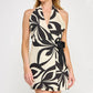 Abstract Floral Halter Wrap Open Back Mini Dress