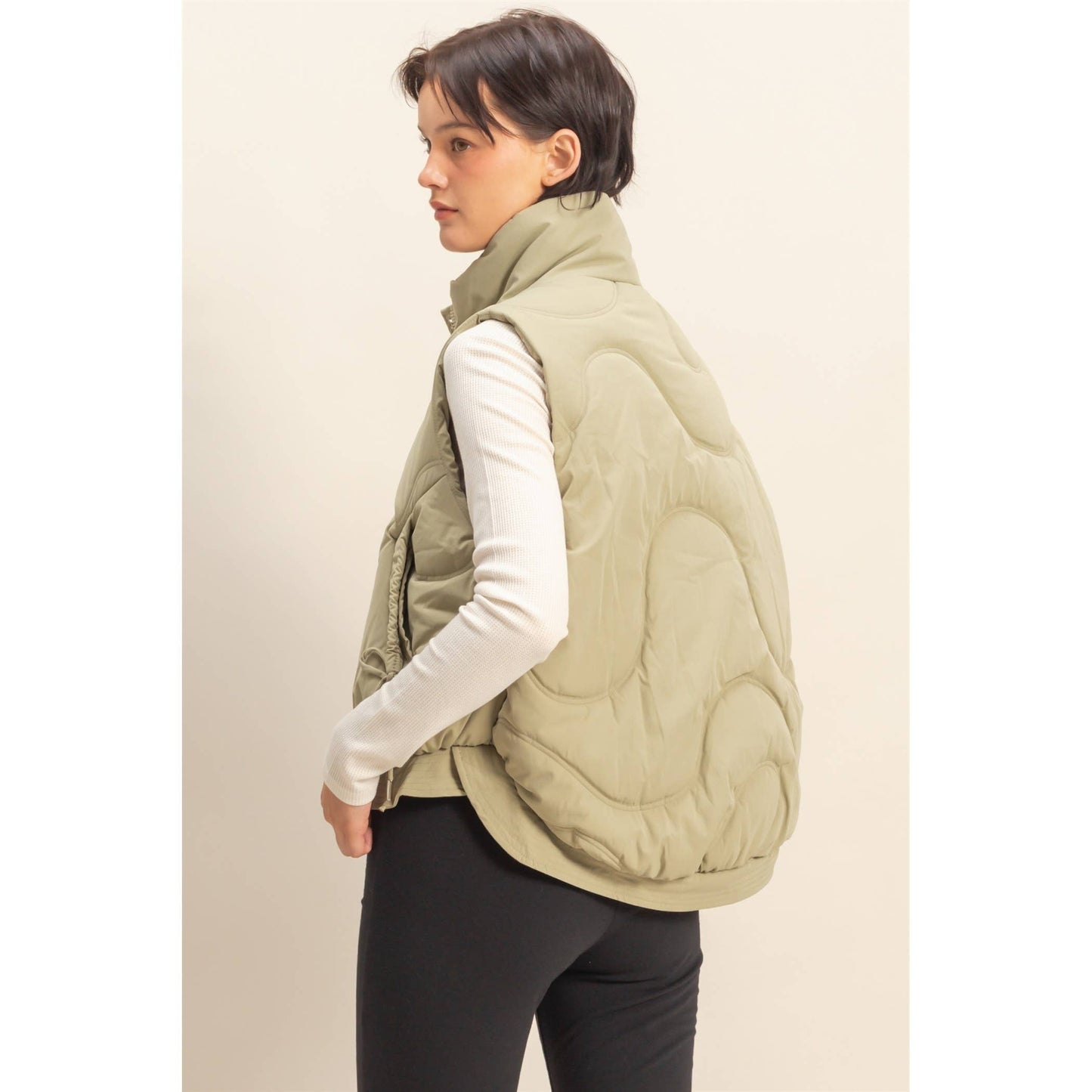 High Neck Quilting Puffer Vest