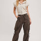 HIGH-RISE DRAWSTRING CARGO WIDE LEG PANTS