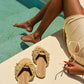 MAYLEEN - Raffia Beaded Slide Sandals, Mediterranean Style