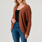 Brushed Waffle Knit Cocoon Shape Cardigan, J746