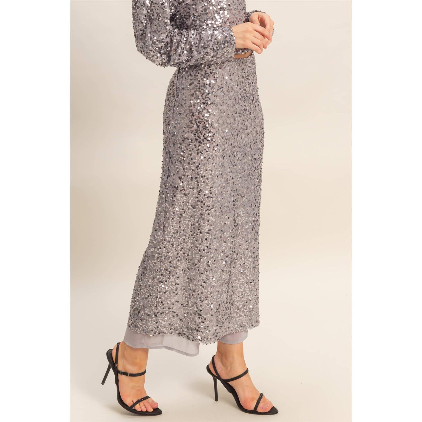 The Stella Sequined Pencil Skirt with Side Slit