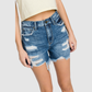 P400RH-MD SUPER HIGH RISE RIGID MOM SHORTS W/ FRAYED HEM